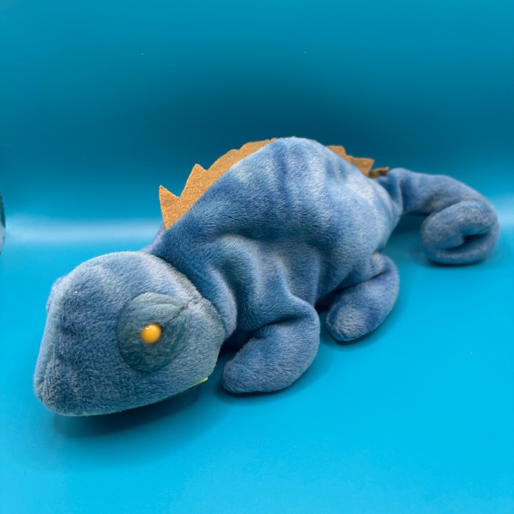 Ty Beanie Baby Iggy the Iguana 1997 Blue Tie Dye Plush Retired 4038 No Hang Tag